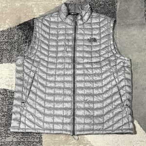 The North Face ThermoBall Vest Men 2XL Gray Quilted Puffer Insulated Lightweight